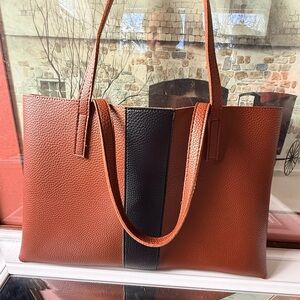 Vince Camuto Brown and Black Tote Bag